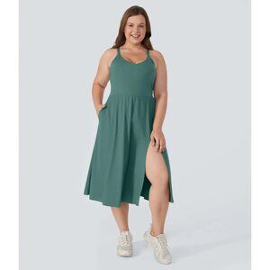 Halara Everyday Plus Size Midi Chill Dress Blue Spruce 3X Racerback Style